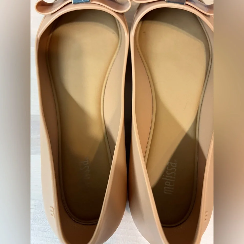 Melissa Maisie II Pointed Toe Bow Flats Tan Size 9